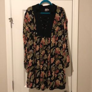 ASOS floral dress with laced neckline